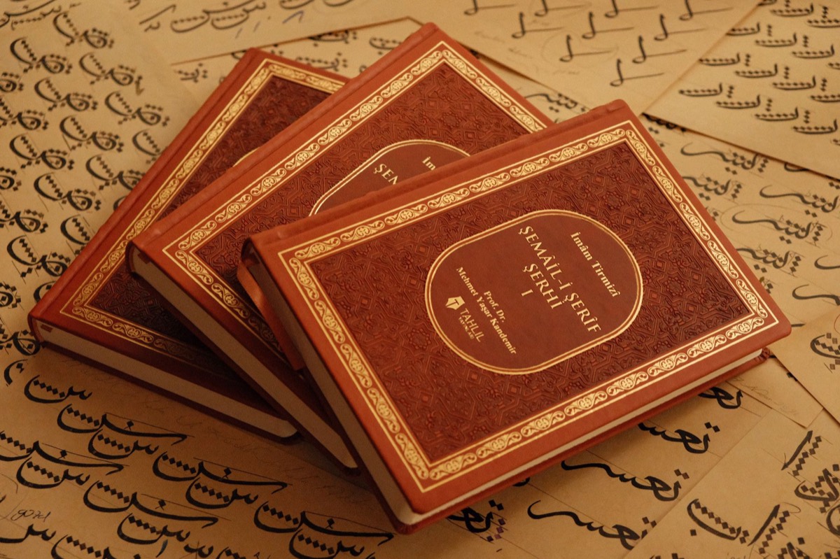Arabic script printed in an open book